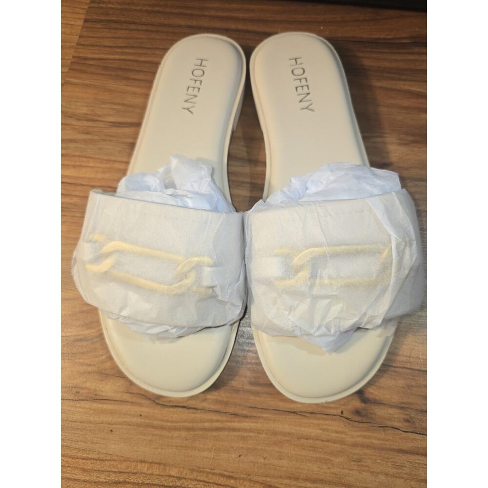 Hofeny Womens Flat Sandals Round Open Toe Slip On Leather Slides Summer Sz 8 s1 - Picture 6 of 8
